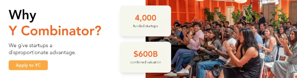 Y Combinator’s website showing their number of funded startups and combined $ valuation
