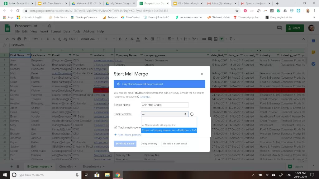 Yet Another Mail Merge (YAMM) Google Sheet plugin