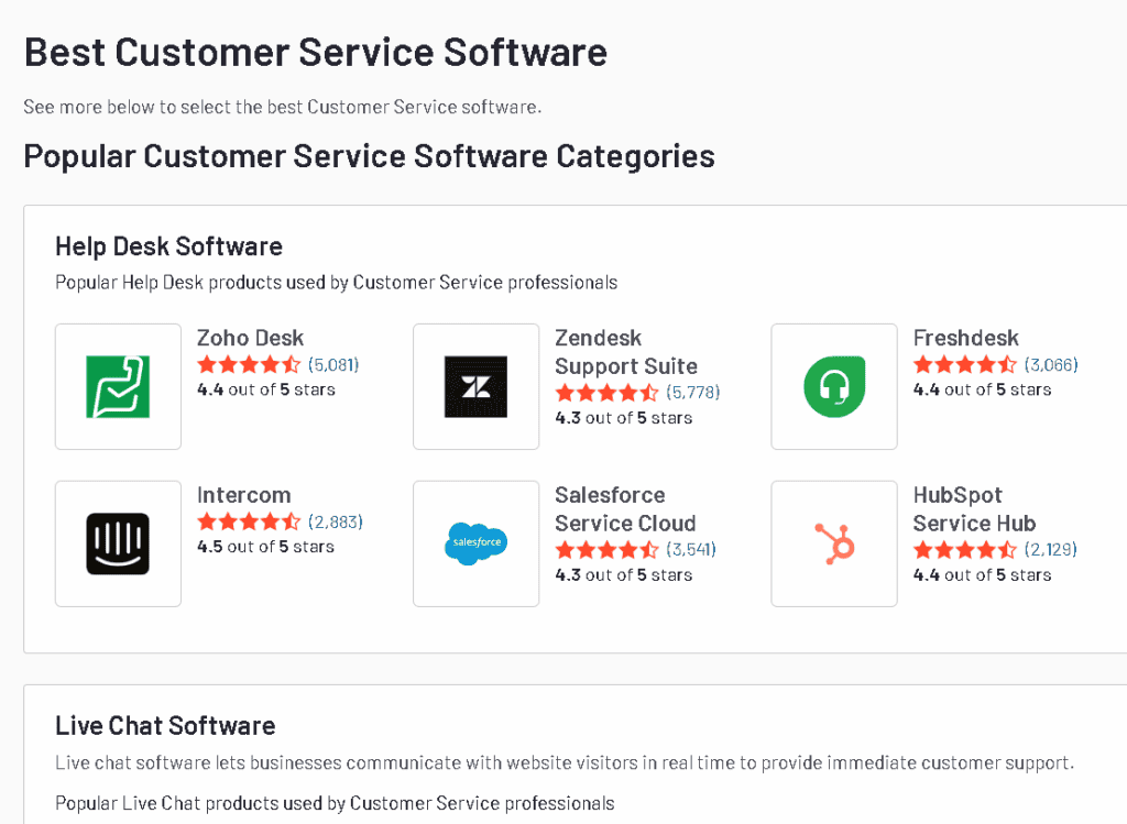 (Recommended software vendors on G2)
