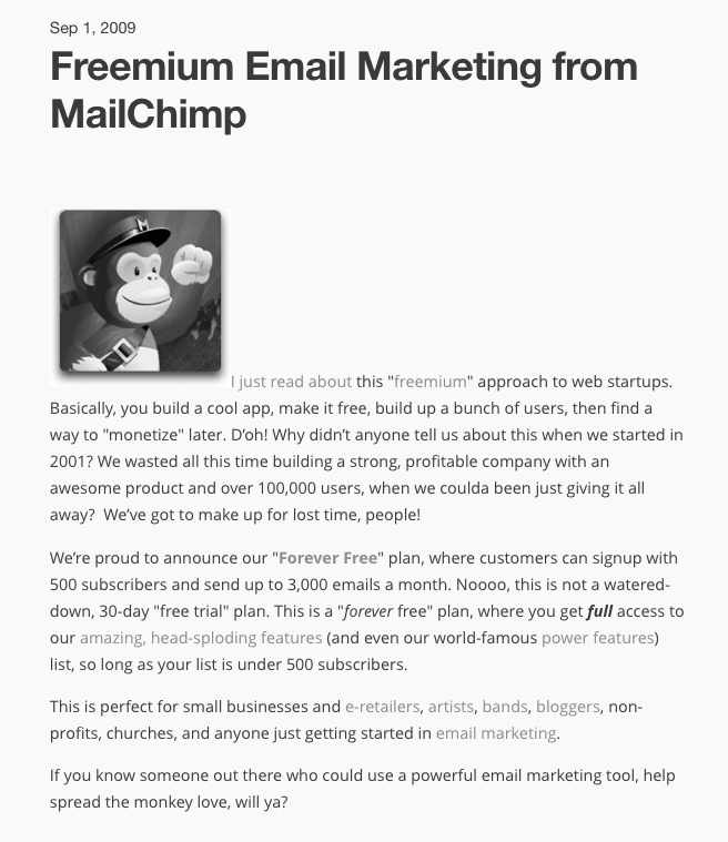 Mailchimp Free Forever Announcement